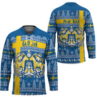 Sweden Christmas Personalized Hockey Jersey Dala Horse God Jul - Wonder Print Shop