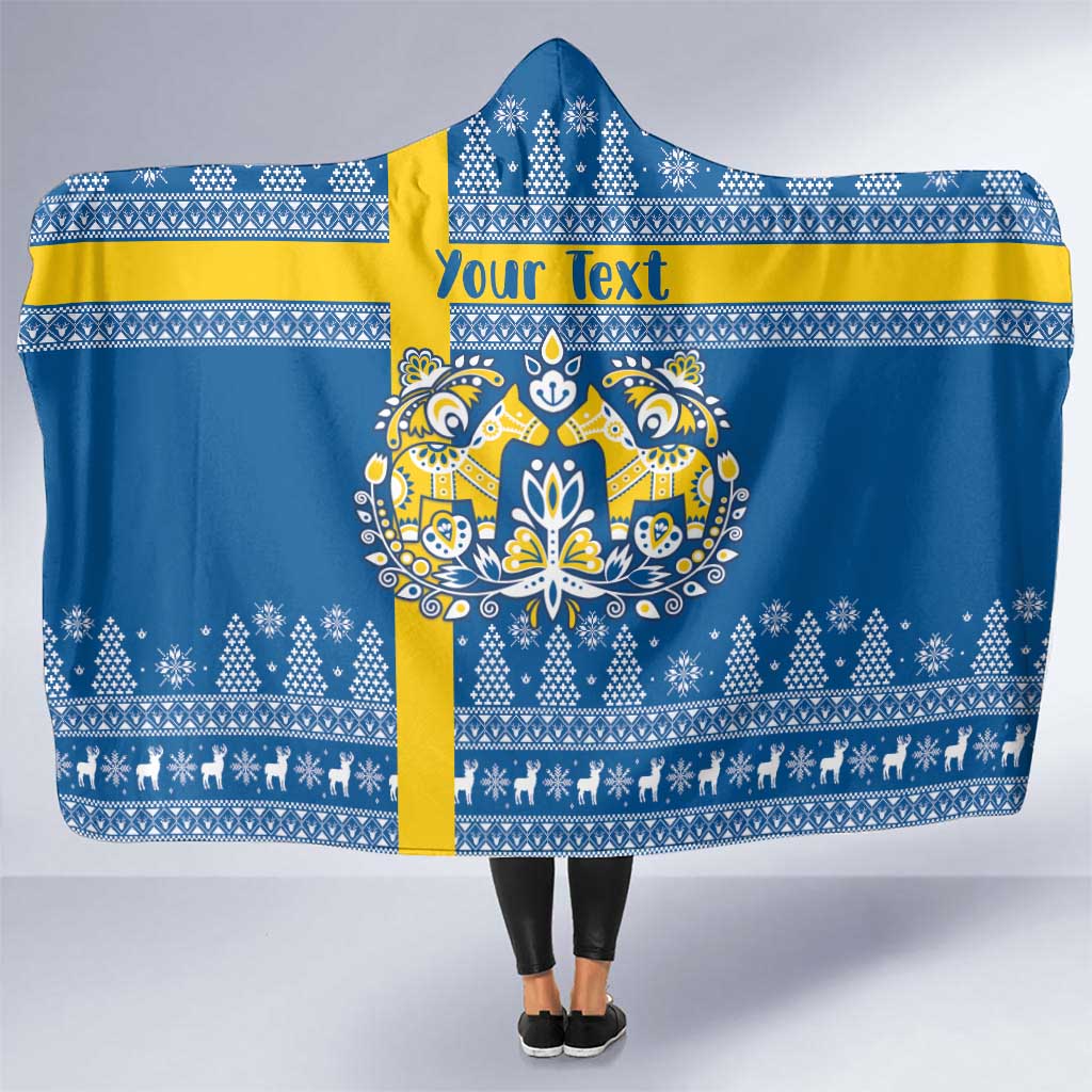 Sweden Christmas Personalized Hooded Blanket Dala Horse God Jul - Wonder Print Shop
