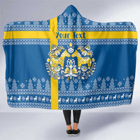 Sweden Christmas Personalized Hooded Blanket Dala Horse God Jul - Wonder Print Shop
