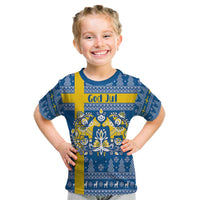 Sweden Christmas Personalized Kid T Shirt Dala Horse God Jul - Wonder Print Shop