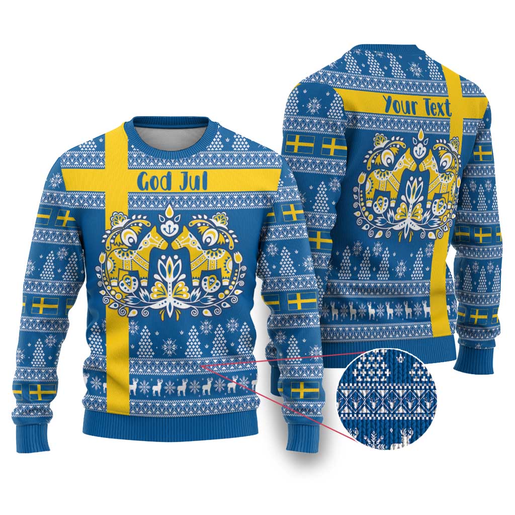 Sweden Christmas Personalized Ugly Christmas Sweater Dala Horse God Jul - Wonder Print Shop