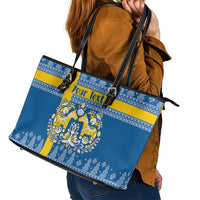 Sweden Christmas Personalized Leather Tote Bag Dala Horse God Jul - Wonder Print Shop