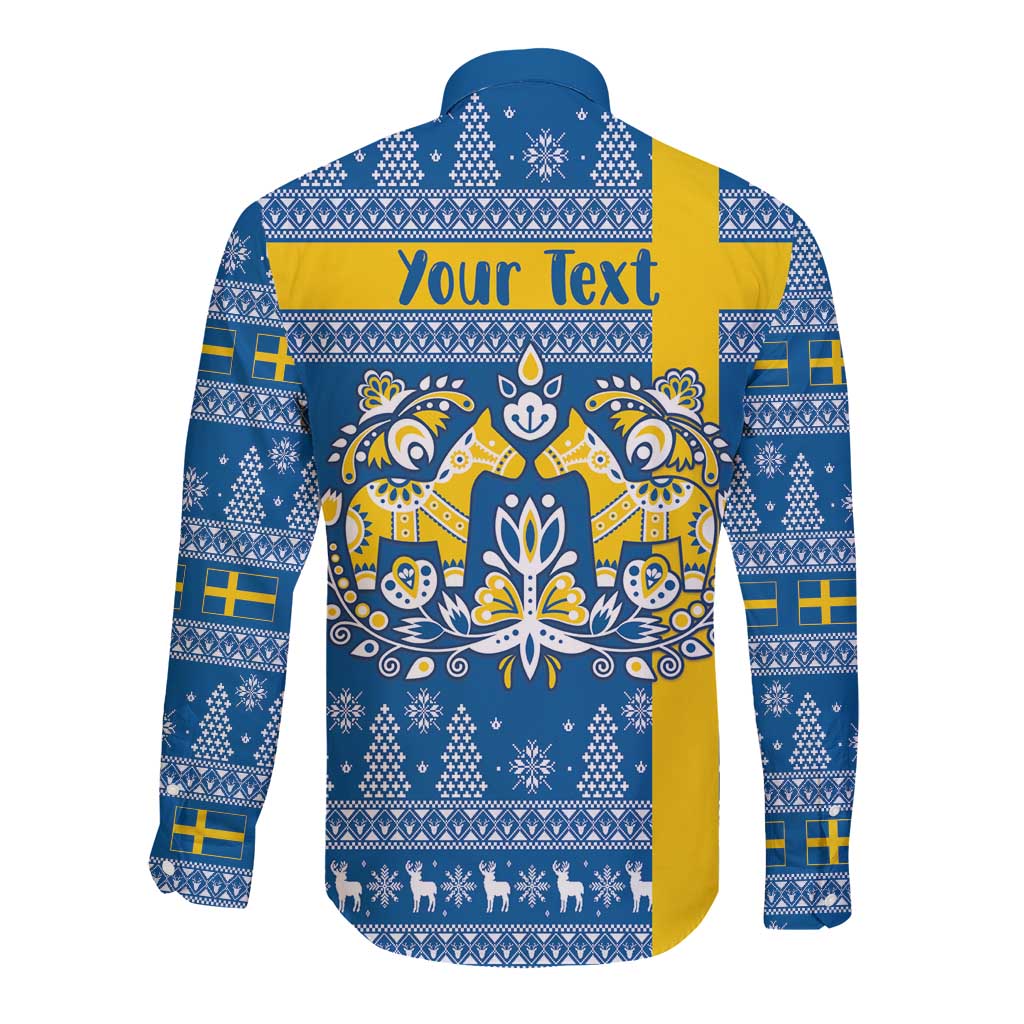 Sweden Christmas Personalized Long Sleeve Button Shirt Dala Horse God Jul - Wonder Print Shop