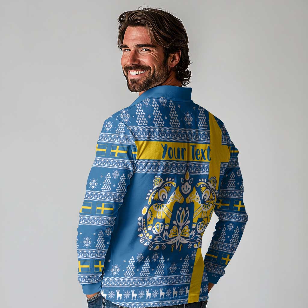 Sweden Christmas Personalized Long Sleeve Polo Shirt Dala Horse God Jul - Wonder Print Shop