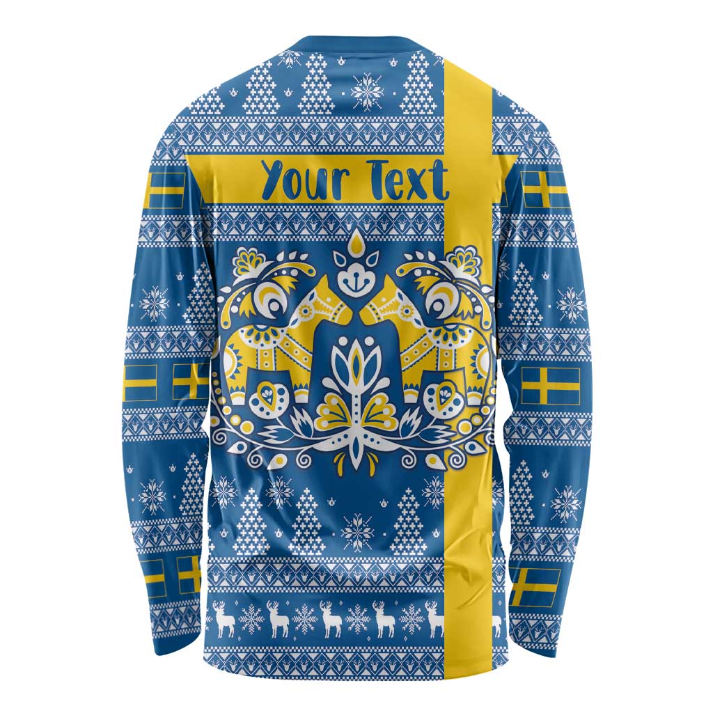 Sweden Christmas Personalized Long Sleeve Shirt Dala Horse God Jul - Wonder Print Shop