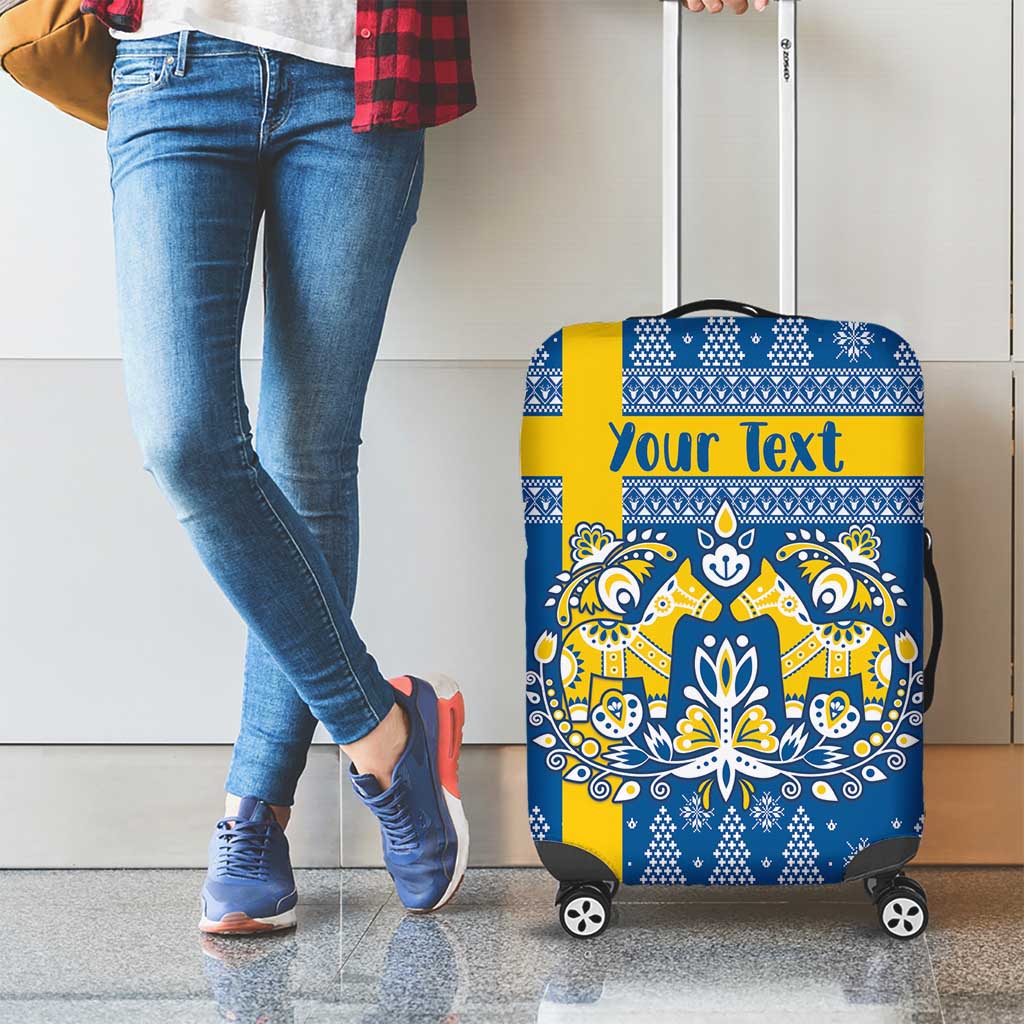 Sweden Christmas Personalized Luggage Cover Dala Horse God Jul - Wonder Print Shop