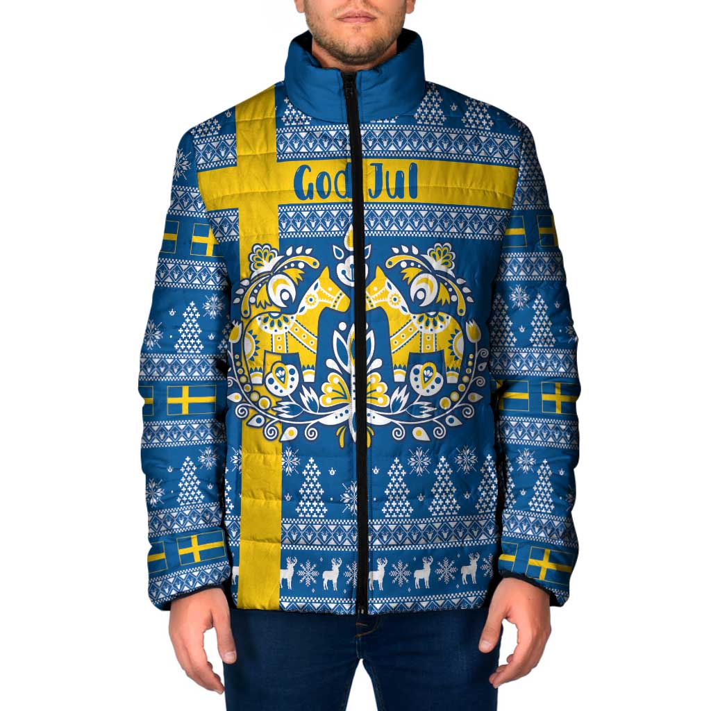 Sweden Christmas Personalized Padded Jacket Dala Horse God Jul - Wonder Print Shop