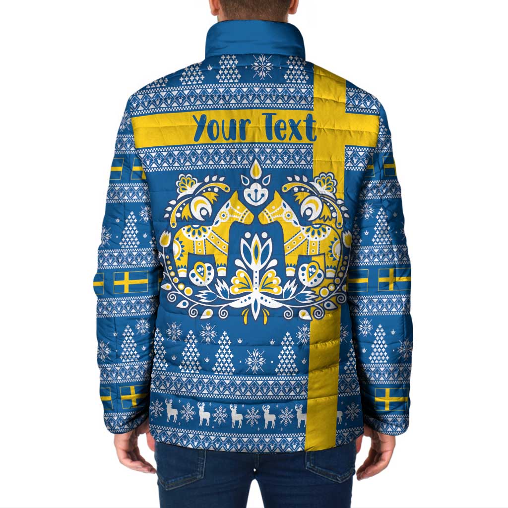 Sweden Christmas Personalized Padded Jacket Dala Horse God Jul - Wonder Print Shop