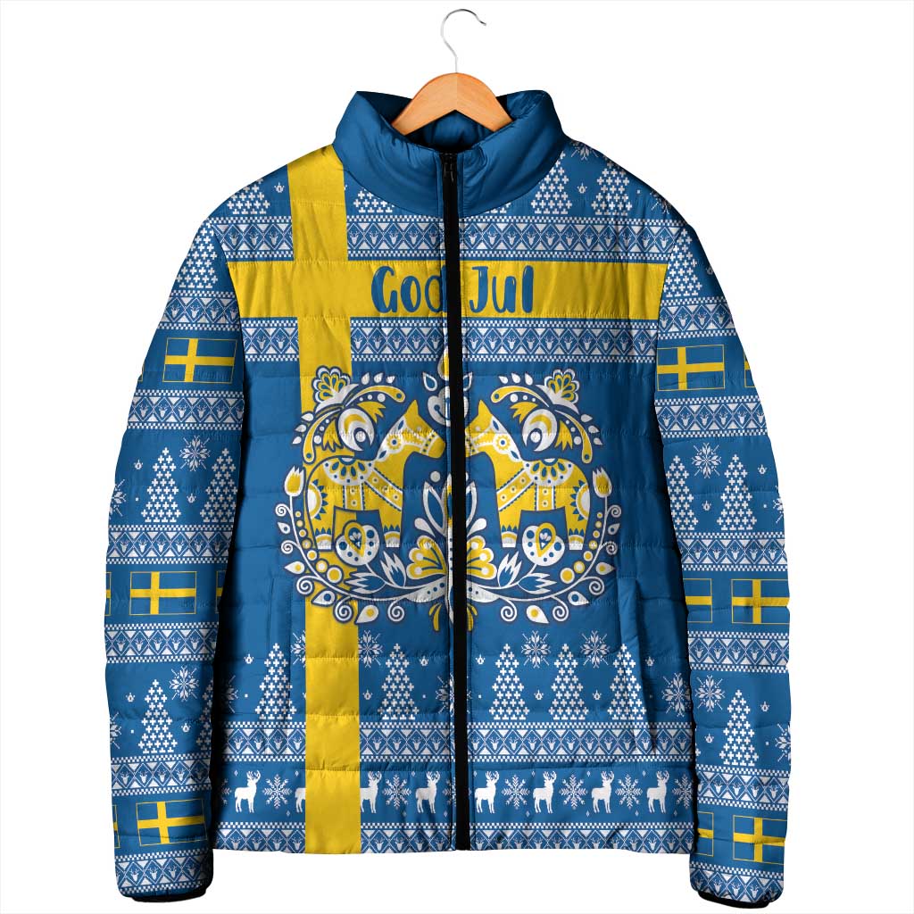 Sweden Christmas Personalized Padded Jacket Dala Horse God Jul - Wonder Print Shop