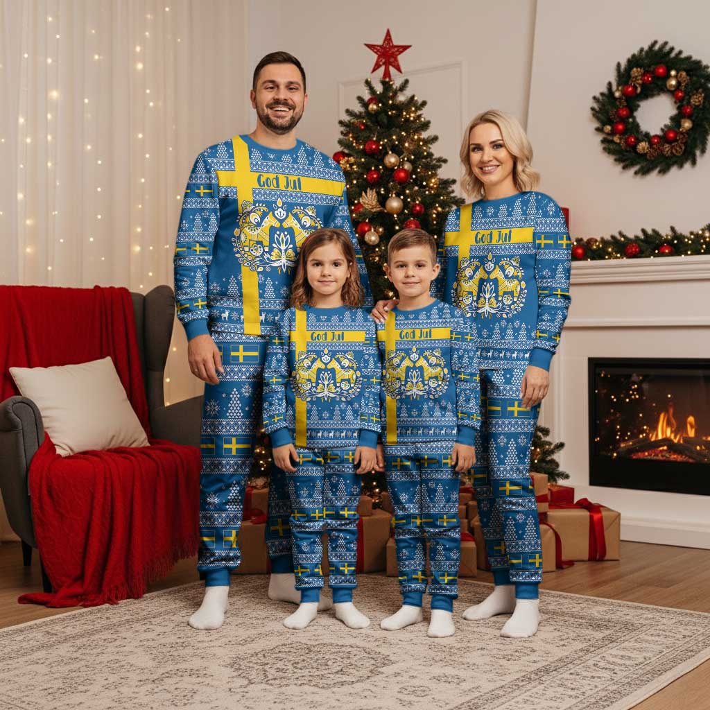 Sweden Christmas Personalized Christmas Pajama Set Dala Horse God Jul - Wonder Print Shop