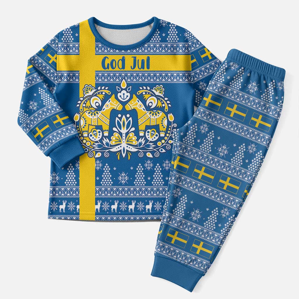 Sweden Christmas Personalized Christmas Pajama Set Dala Horse God Jul - Wonder Print Shop