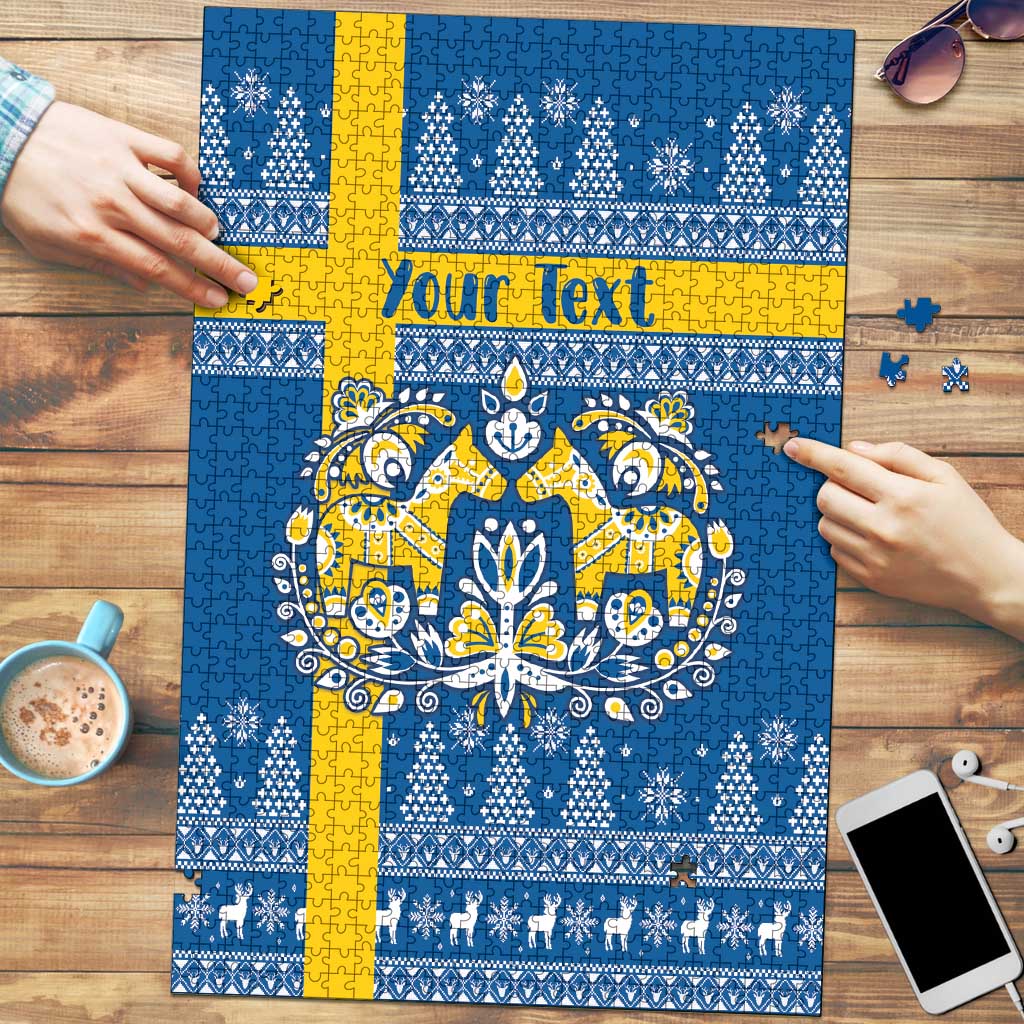 Sweden Christmas Personalized Puzzle Dala Horse God Jul - Wonder Print Shop
