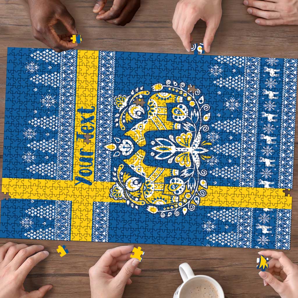 Sweden Christmas Personalized Puzzle Dala Horse God Jul - Wonder Print Shop