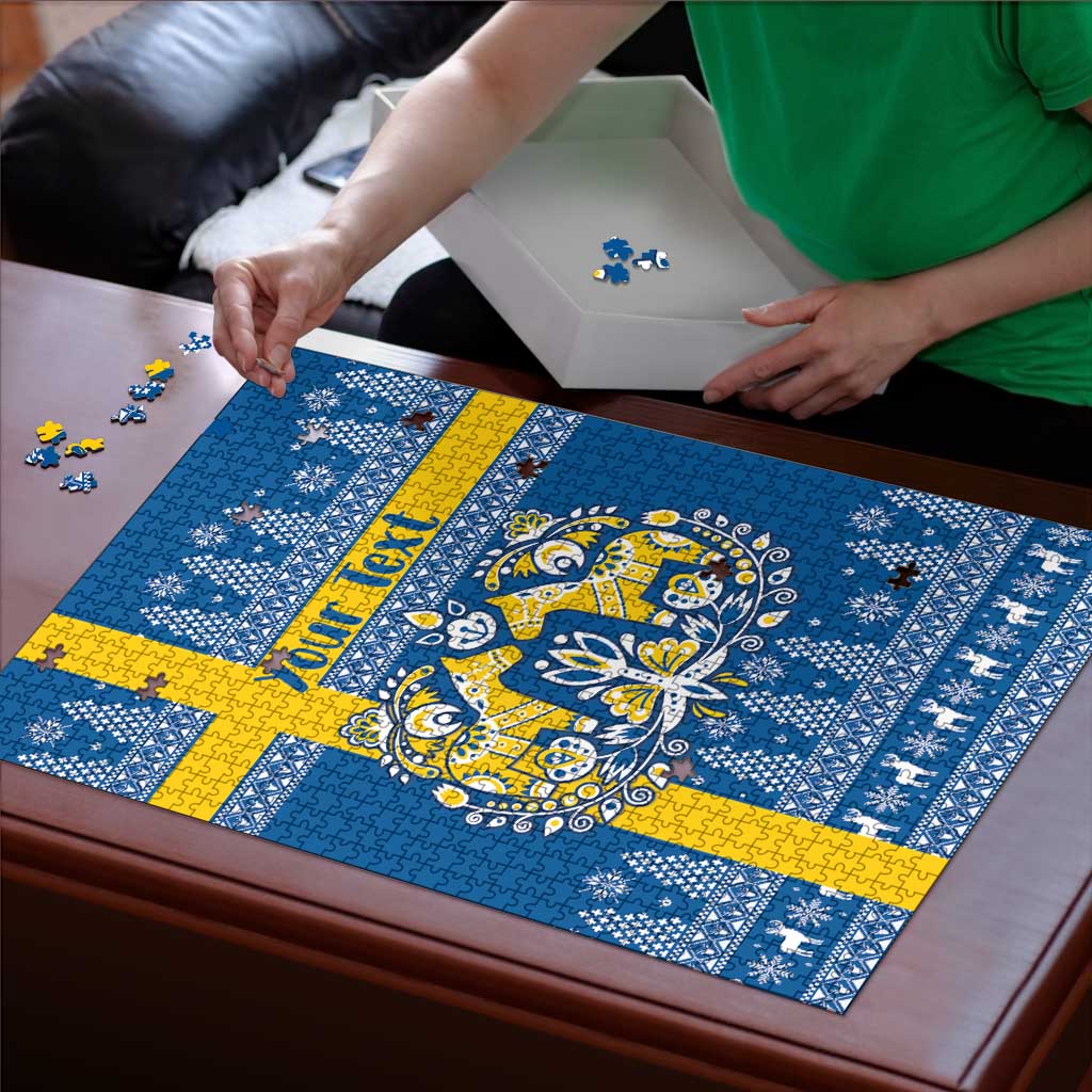 Sweden Christmas Personalized Puzzle Dala Horse God Jul - Wonder Print Shop