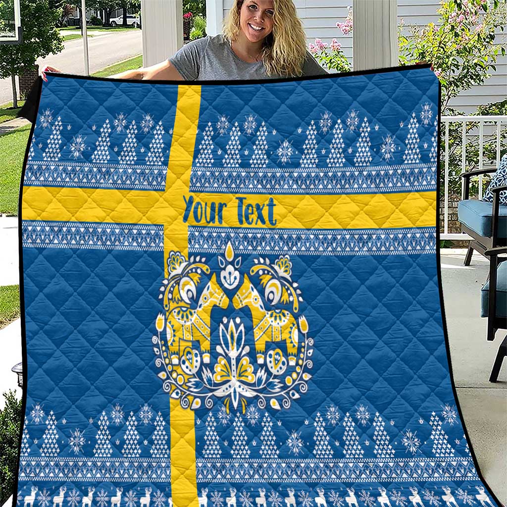 Sweden Christmas Personalized Quilt Dala Horse God Jul - Wonder Print Shop