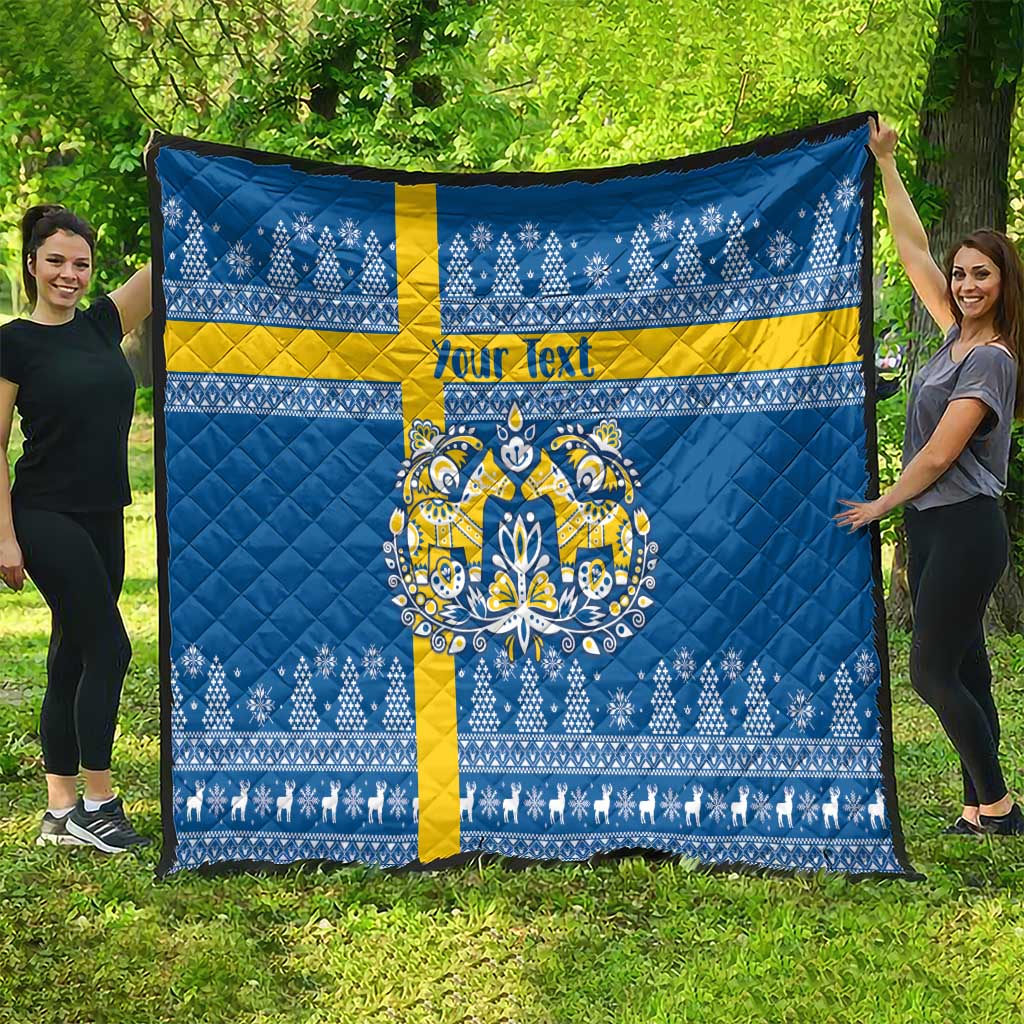 Sweden Christmas Personalized Quilt Dala Horse God Jul - Wonder Print Shop