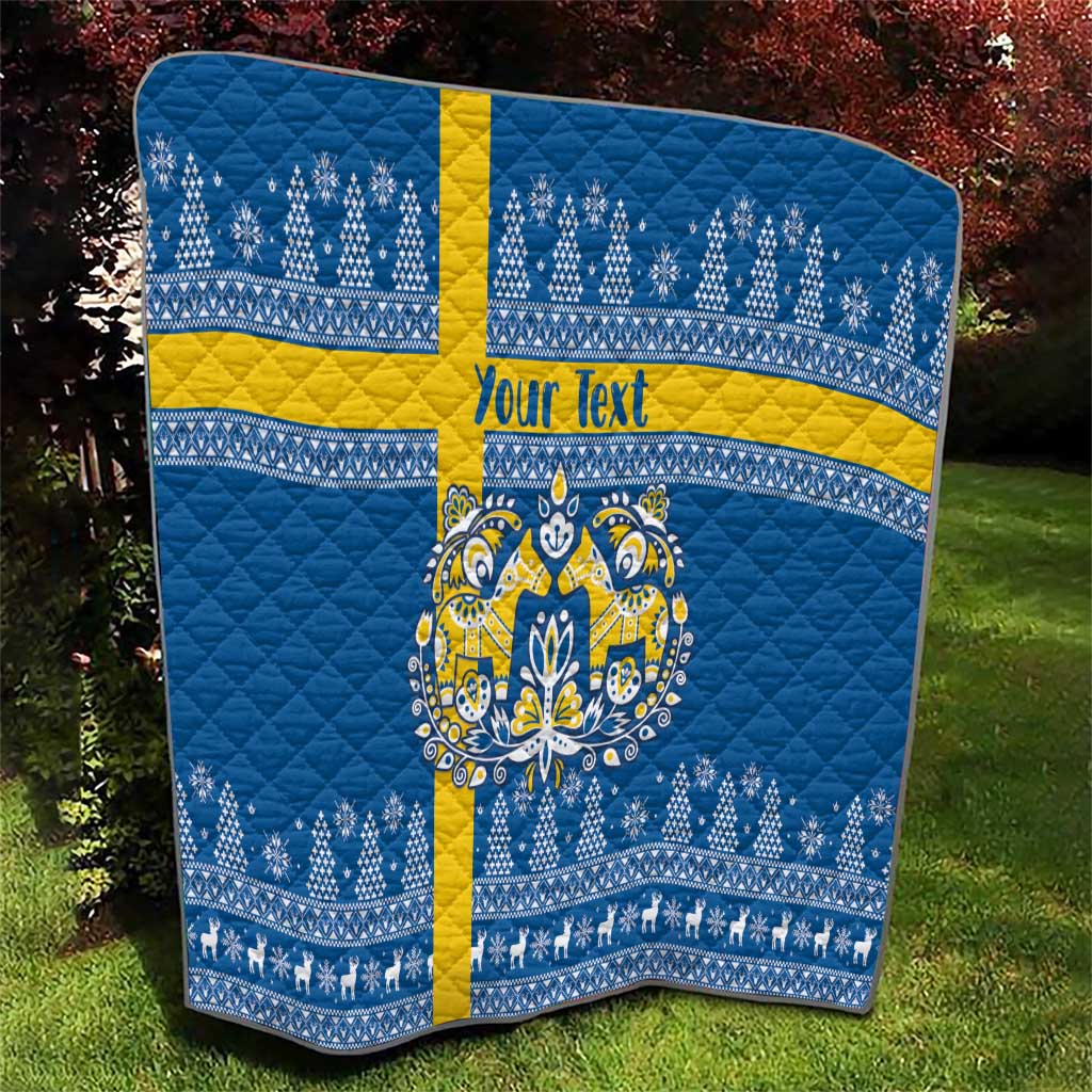 Sweden Christmas Personalized Quilt Dala Horse God Jul - Wonder Print Shop