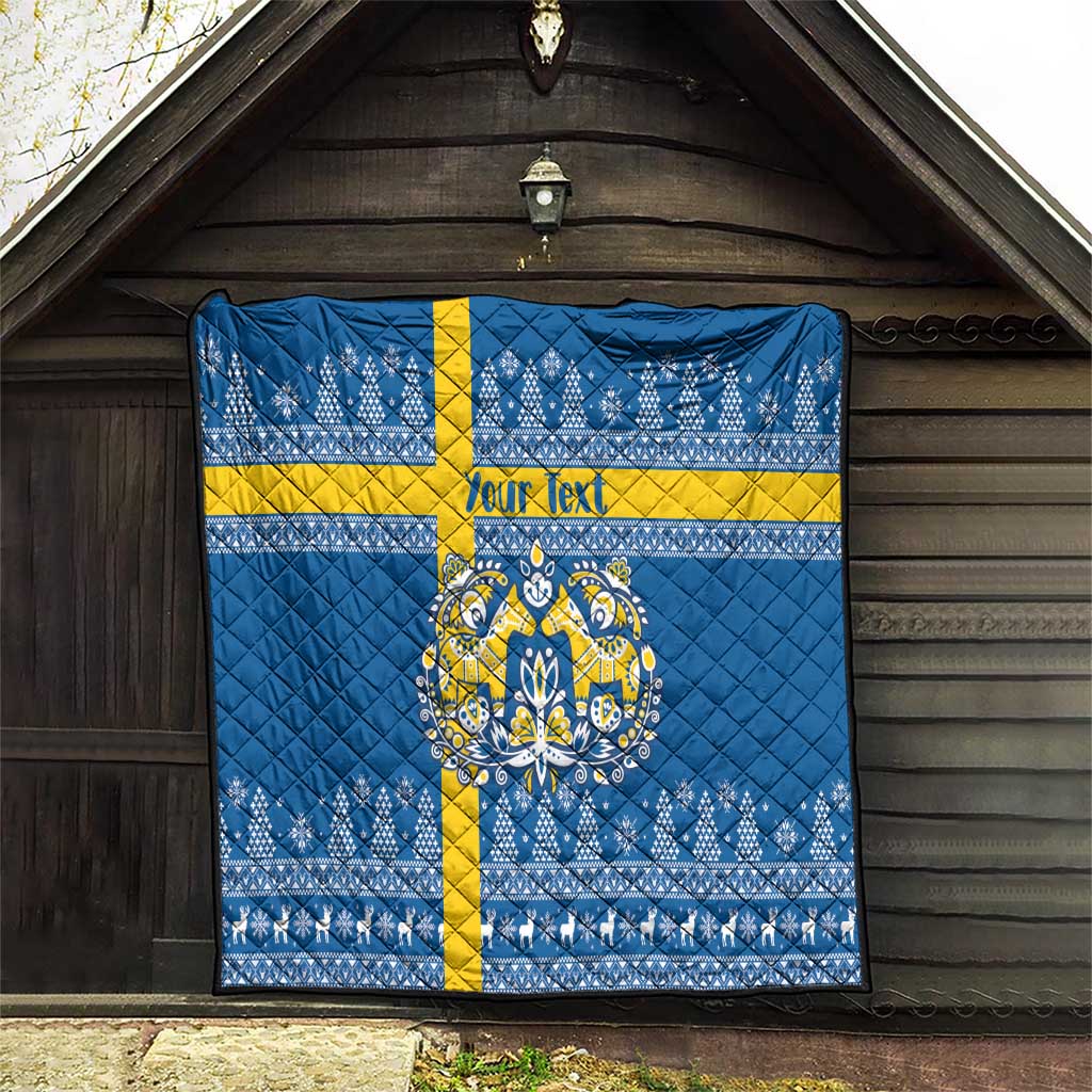 Sweden Christmas Personalized Quilt Dala Horse God Jul - Wonder Print Shop