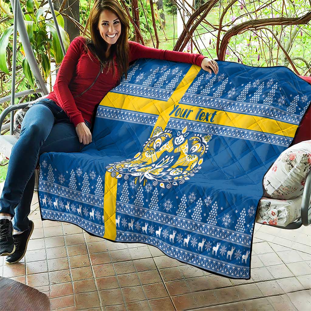 Sweden Christmas Personalized Quilt Dala Horse God Jul - Wonder Print Shop