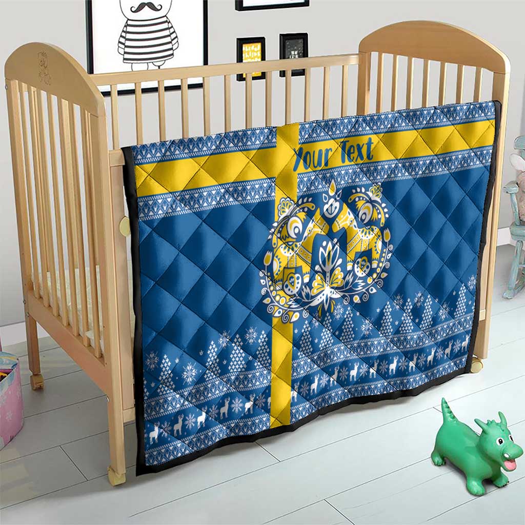 Sweden Christmas Personalized Quilt Dala Horse God Jul - Wonder Print Shop