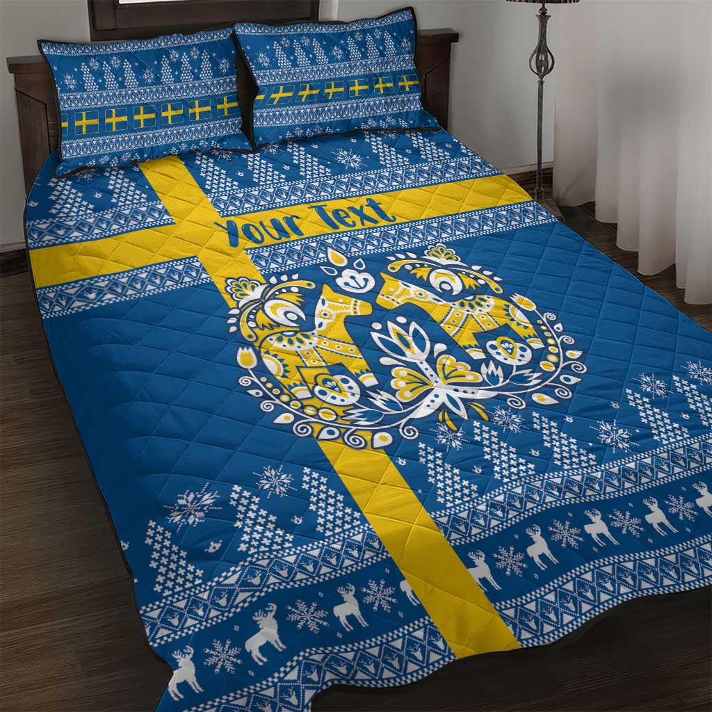 Sweden Christmas Personalized Quilt Bed Set Dala Horse God Jul - Wonder Print Shop