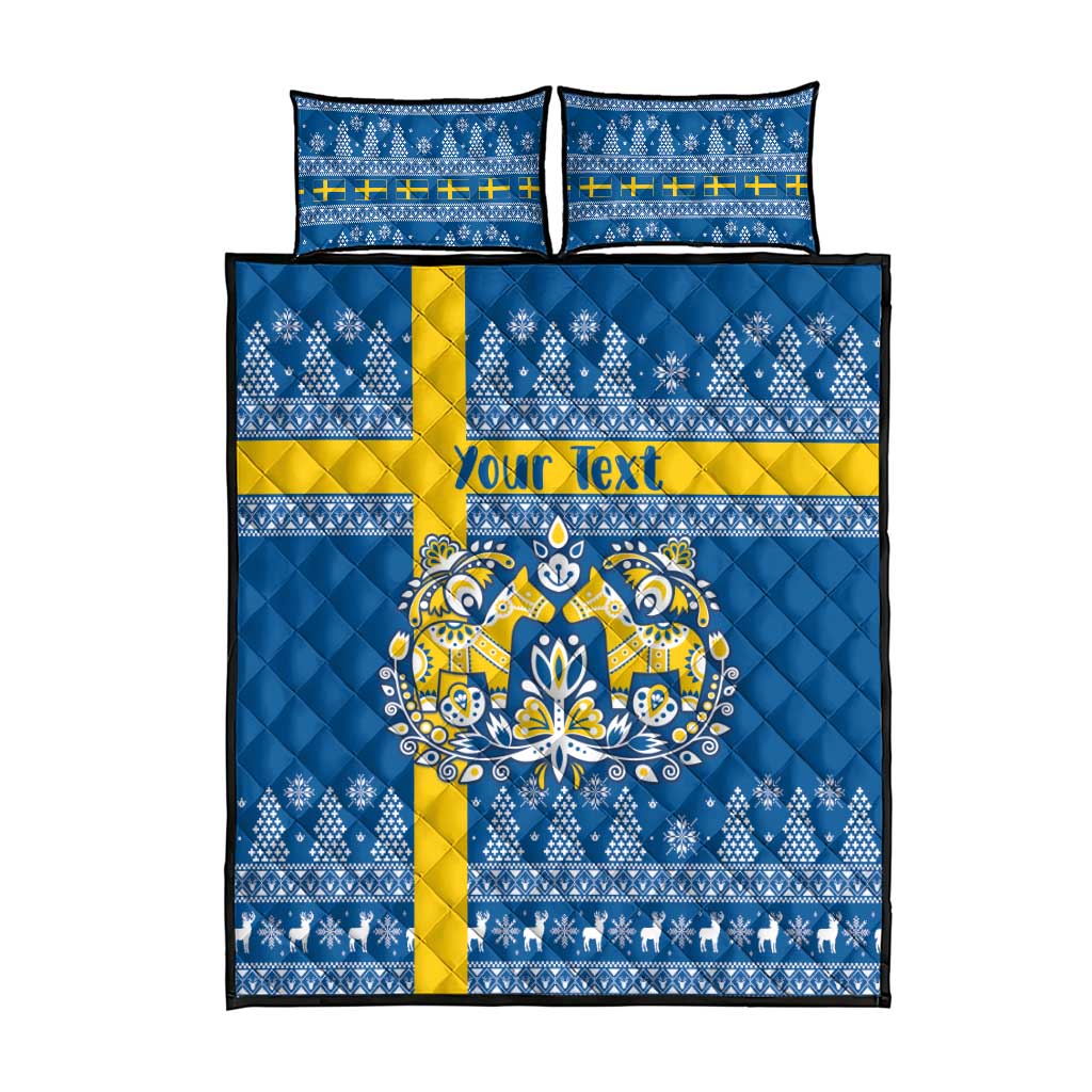 Sweden Christmas Personalized Quilt Bed Set Dala Horse God Jul - Wonder Print Shop