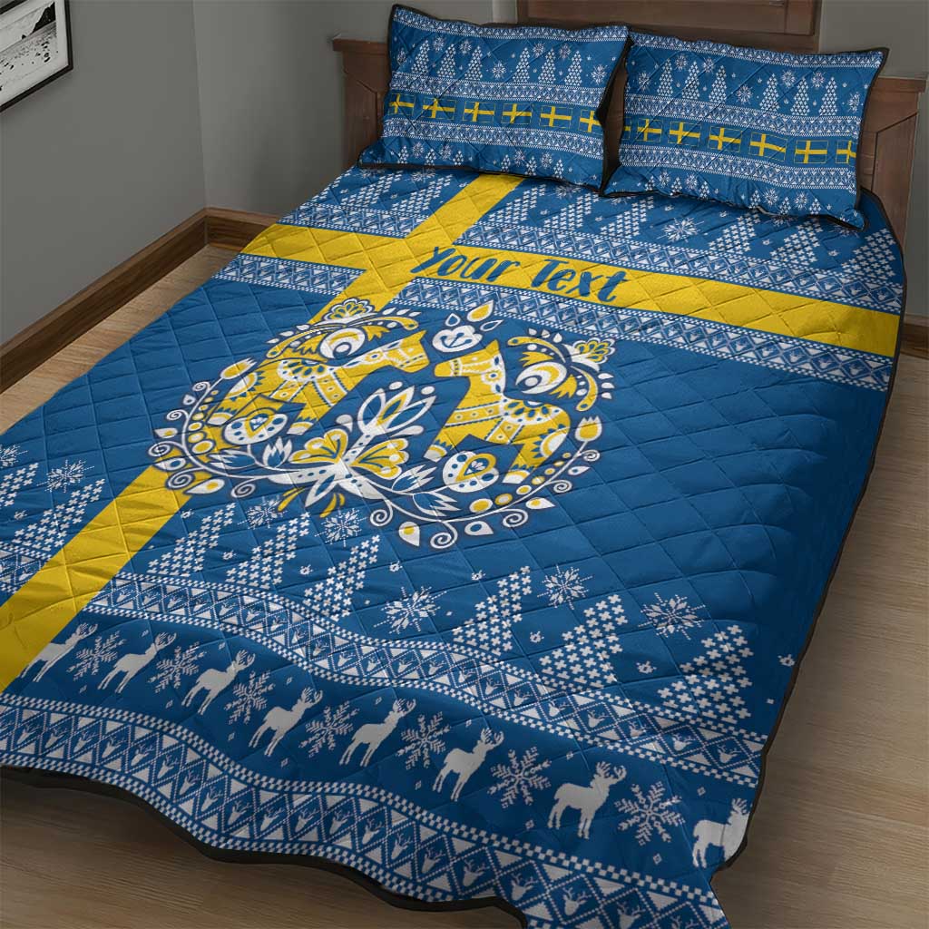 Sweden Christmas Personalized Quilt Bed Set Dala Horse God Jul - Wonder Print Shop