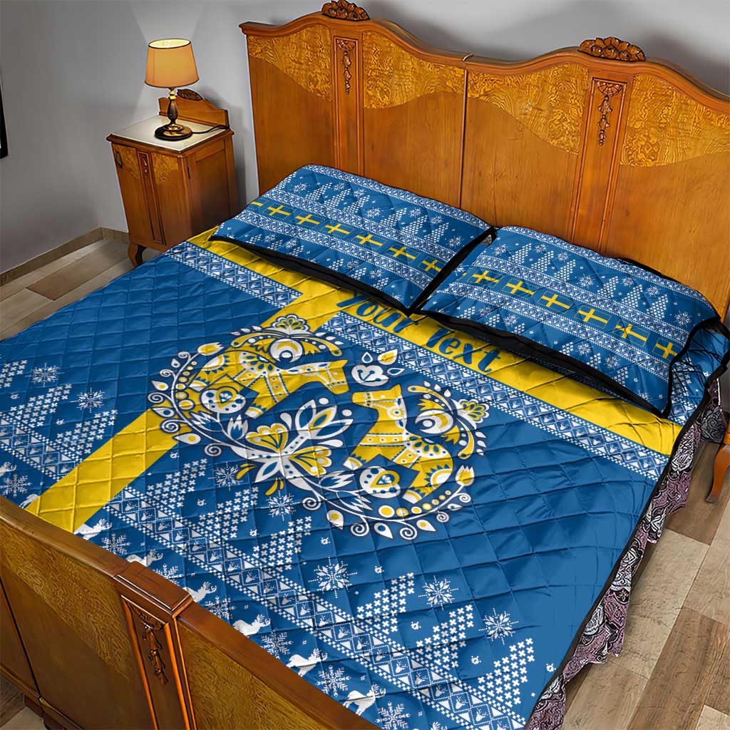 Sweden Christmas Personalized Quilt Bed Set Dala Horse God Jul - Wonder Print Shop