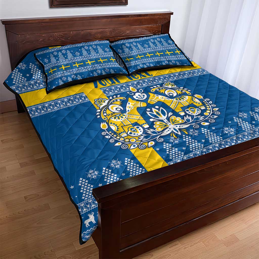 Sweden Christmas Personalized Quilt Bed Set Dala Horse God Jul - Wonder Print Shop