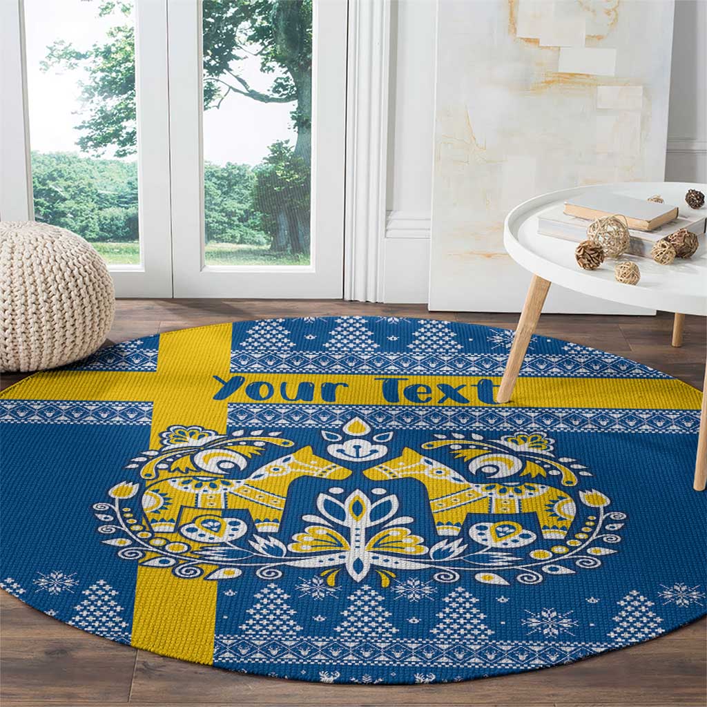 Sweden Christmas Personalized Round Carpet Dala Horse God Jul - Wonder Print Shop