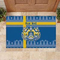 Sweden Christmas Personalized Rubber Doormat Dala Horse God Jul - Wonder Print Shop