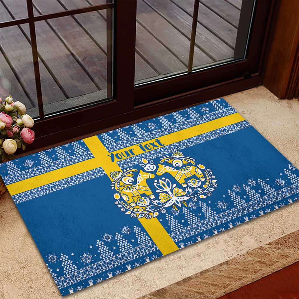 Sweden Christmas Personalized Rubber Doormat Dala Horse God Jul - Wonder Print Shop