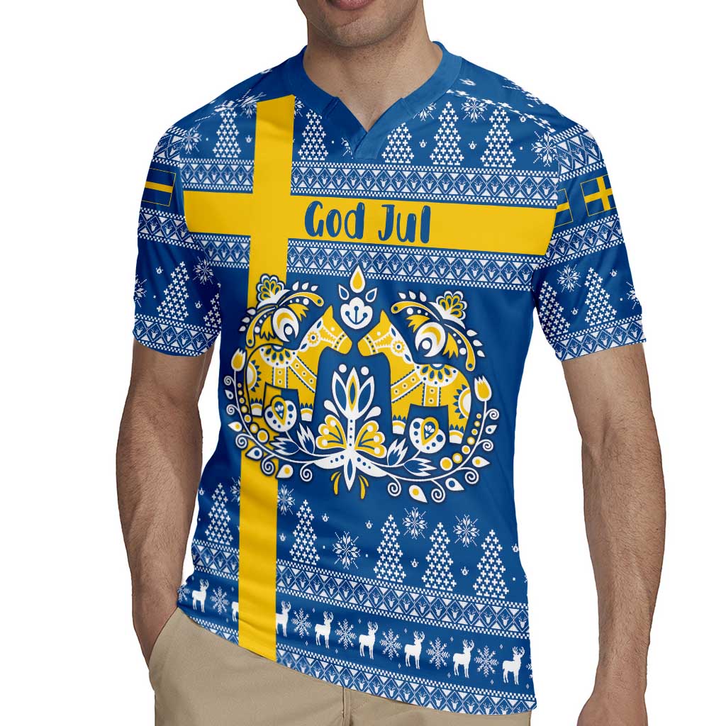 Sweden Christmas Personalized Rugby Jersey Dala Horse God Jul - Wonder Print Shop