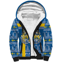 Sweden Christmas Personalized Sherpa Hoodie Dala Horse God Jul - Wonder Print Shop