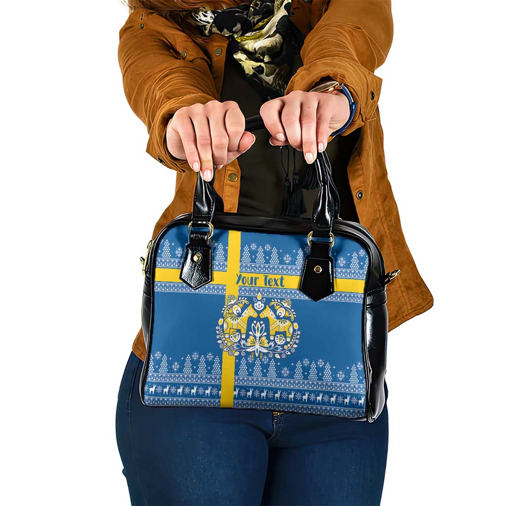 Sweden Christmas Personalized Shoulder Handbag Dala Horse God Jul - Wonder Print Shop