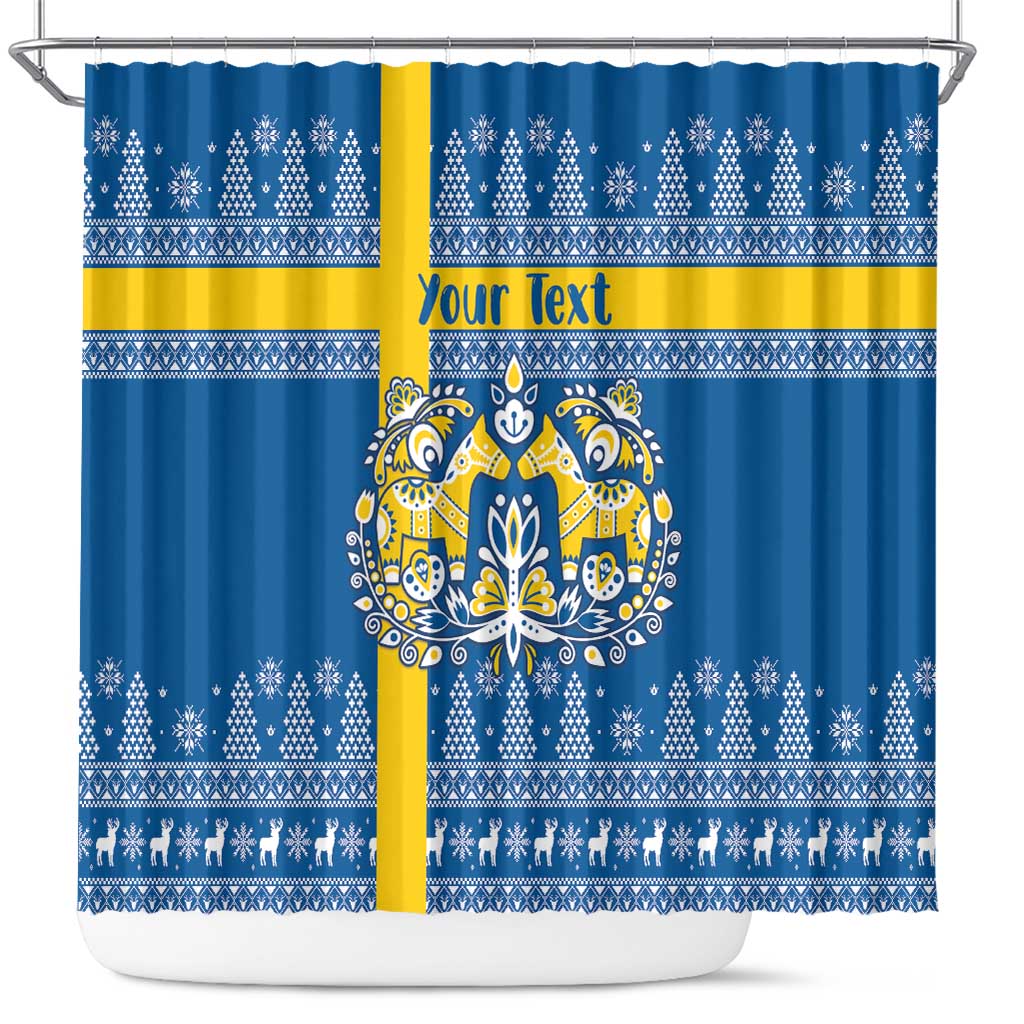 Sweden Christmas Personalized Shower Curtain Dala Horse God Jul - Wonder Print Shop
