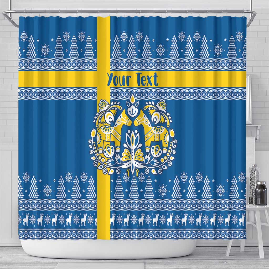 Sweden Christmas Personalized Shower Curtain Dala Horse God Jul - Wonder Print Shop