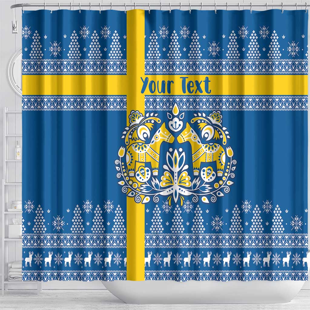 Sweden Christmas Personalized Shower Curtain Dala Horse God Jul - Wonder Print Shop