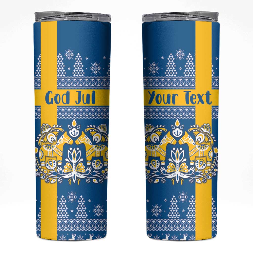 Sweden Christmas Personalized Skinny Tumbler Dala Horse God Jul - Wonder Print Shop