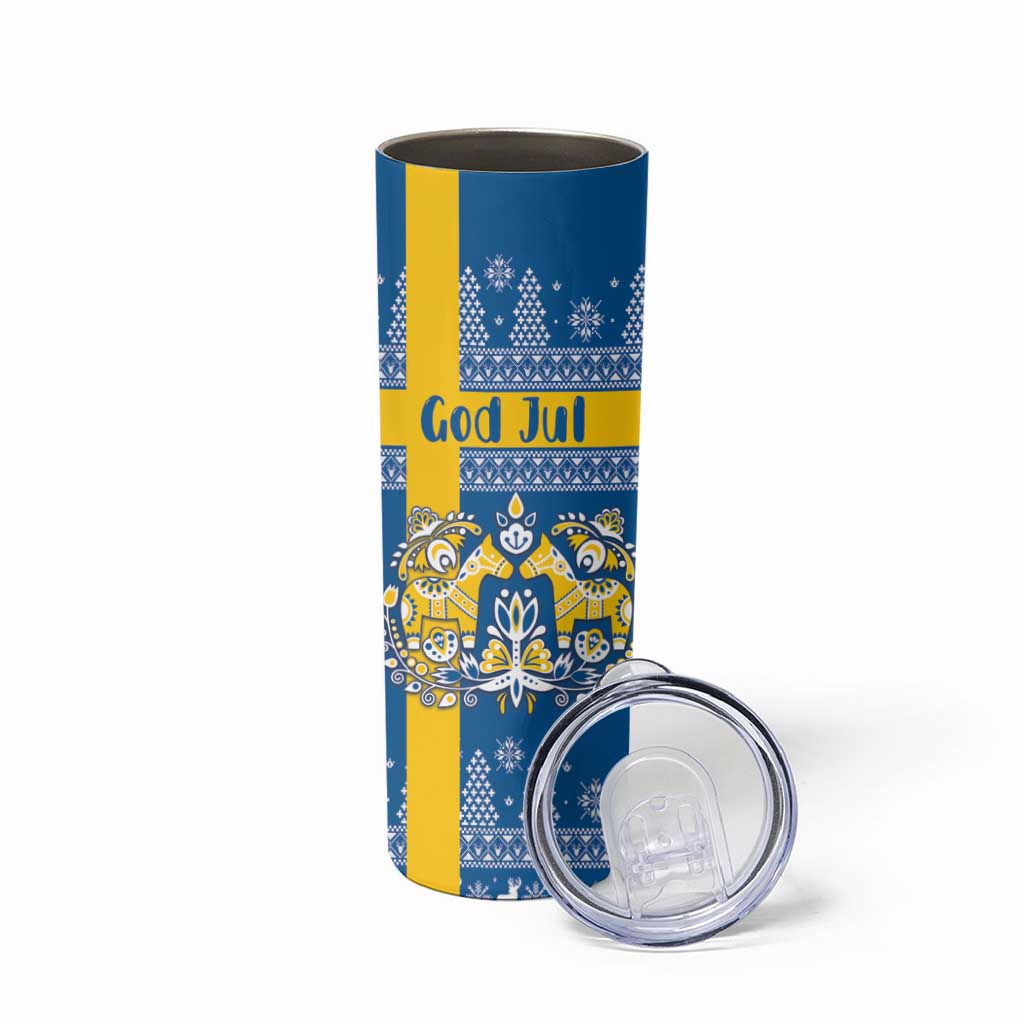 Sweden Christmas Personalized Skinny Tumbler Dala Horse God Jul - Wonder Print Shop