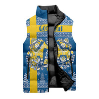 Sweden Christmas Personalized Sleeveless Puffer Jacket Dala Horse God Jul - Wonder Print Shop