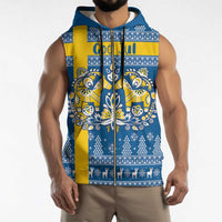 Sweden Christmas Personalized Sleeveless Zip Hoodie Dala Horse God Jul - Wonder Print Shop