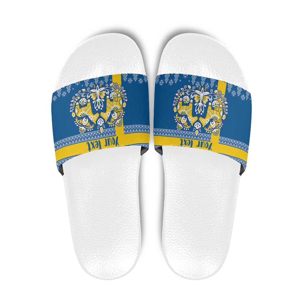 Sweden Christmas Personalized Slide Sandals Dala Horse God Jul - Wonder Print Shop