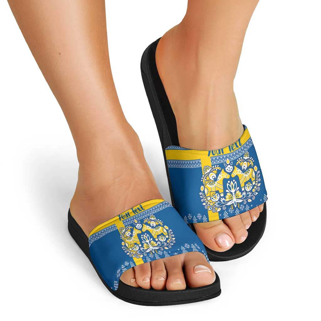Sweden Christmas Personalized Slide Sandals Dala Horse God Jul - Wonder Print Shop