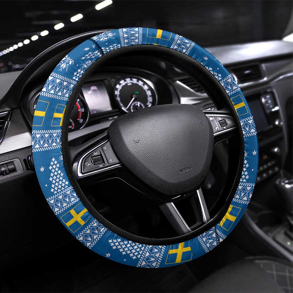Sweden Christmas Steering Wheel Cover Dala Horse God Jul - Wonder Print Shop