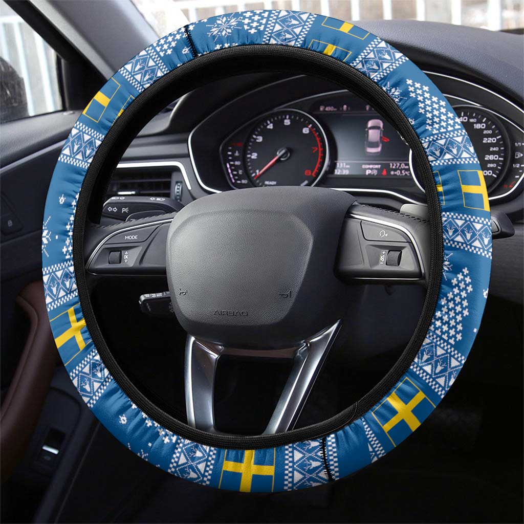 Sweden Christmas Steering Wheel Cover Dala Horse God Jul - Wonder Print Shop