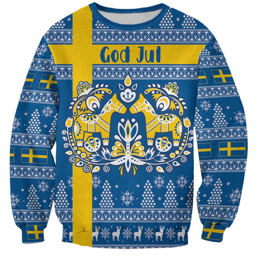 Sweden Christmas Personalized Sweatshirt Dala Horse God Jul - Wonder Print Shop