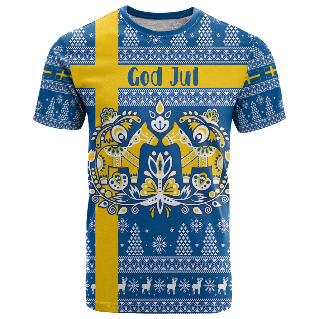 Sweden Christmas Personalized T Shirt Dala Horse God Jul - Wonder Print Shop