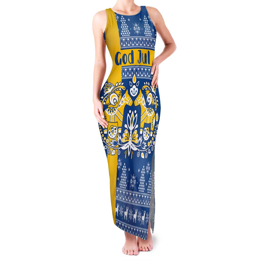 Sweden Christmas Personalized Tank Maxi Dress Dala Horse God Jul - Wonder Print Shop