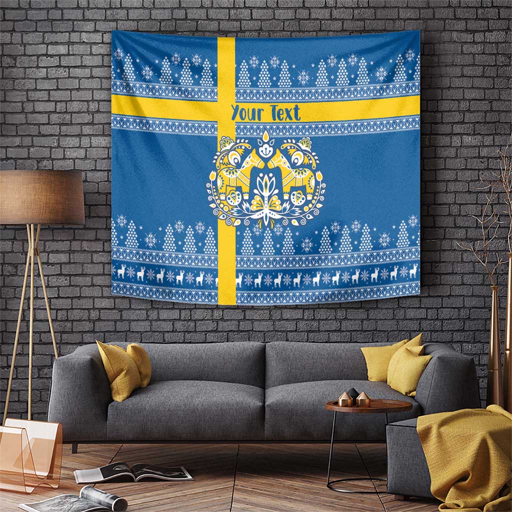 Sweden Christmas Personalized Tapestry Dala Horse God Jul - Wonder Print Shop